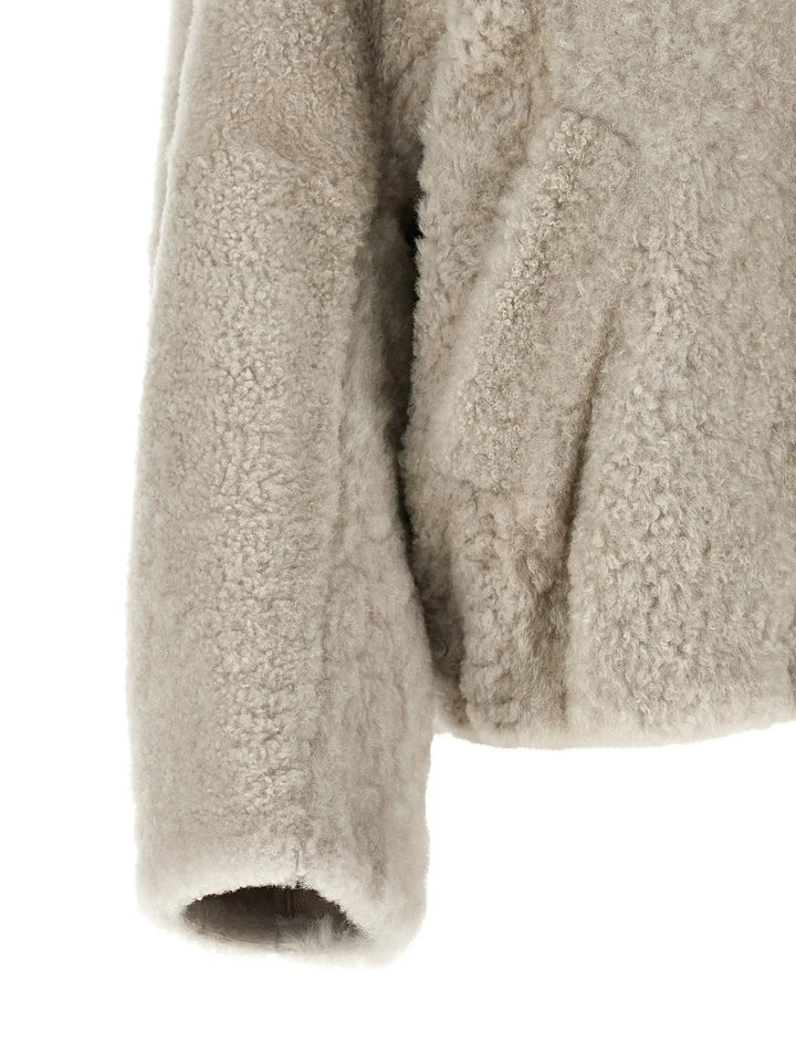 Brunello Cucinelli Sample Sale | Brunello Cucinelli Beige Lamb Leather Full-Length Jacket - | Designer outlet