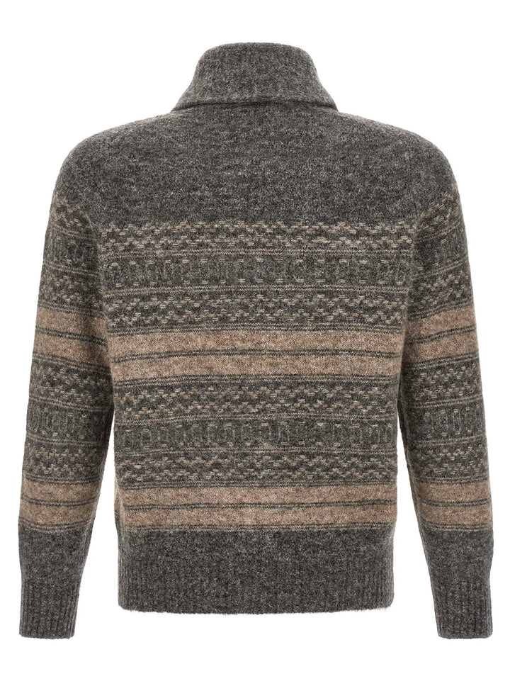 Brunello Cucinelli Sample Sale | Brunello Cucinelli Gray Alpaca Leather Cardigan - | Designer outlet