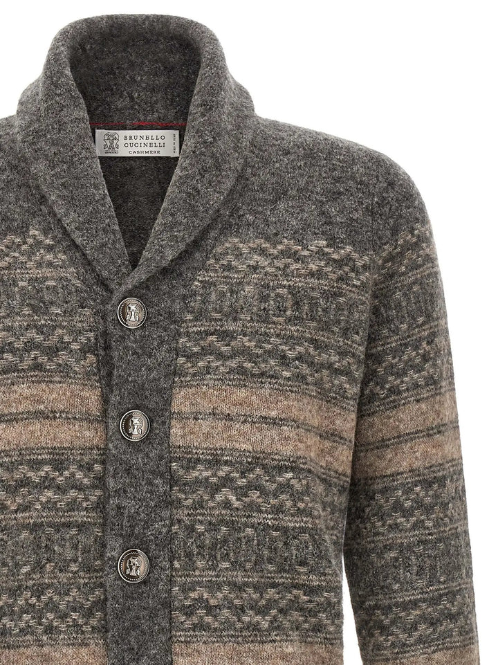 Brunello Cucinelli Sample Sale | Brunello Cucinelli Gray Alpaca Leather Cardigan - | Designer outlet