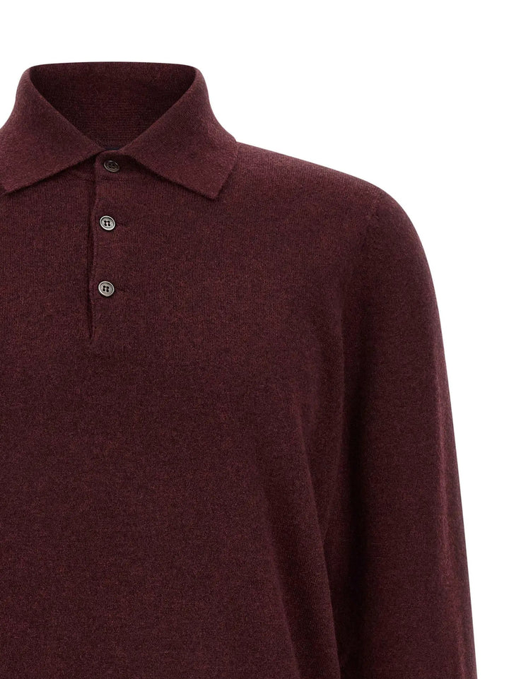 Brunello Cucinelli Sample Sale | Brunello Cucinelli Bordeaux Cashmere Polo Shirt - | Designer outlet