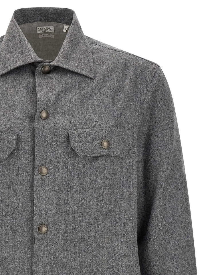 Brunello Cucinelli Sample Sale | Brunello Cucinelli Gray Virgin Wool Blouse - | Designer outlet