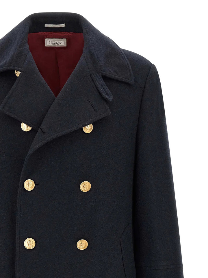 Brunello Cucinelli Sample Sale | Brunello Cucinelli Blue Cashmere Coat - | Designer outlet