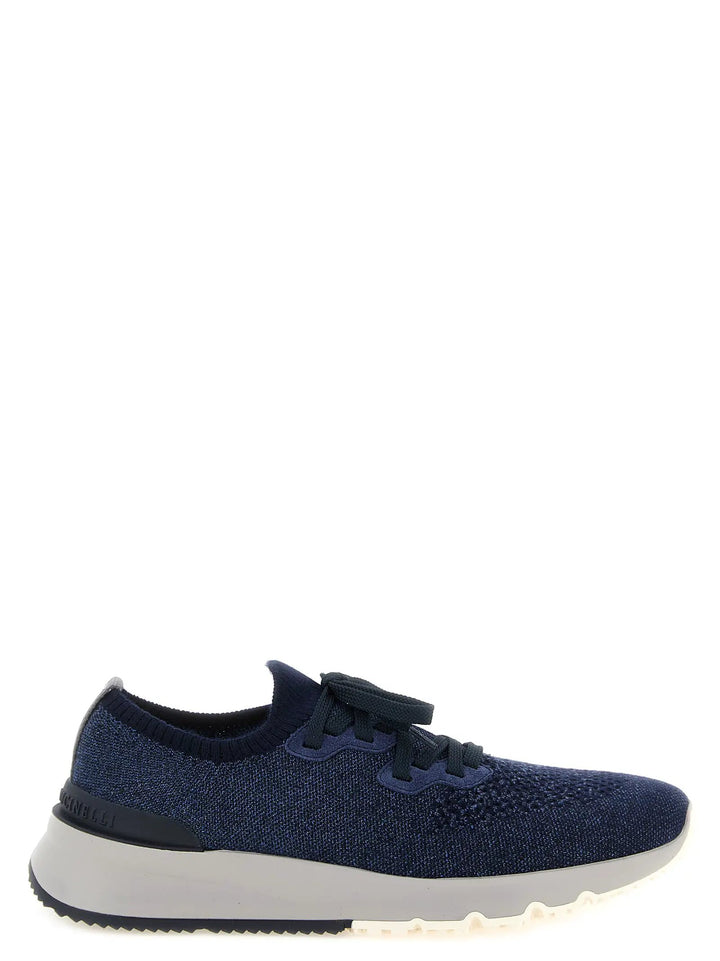 Brunello Cucinelli Sample Sale | Brunello Cucinelli Blue Cotton Athletic Sneakers - | Designer outlet