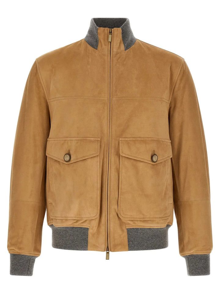 Brunello Cucinelli Sample Sale | Brunello Cucinelli Beige Lamb Leather Leather Jacket - | Designer outlet