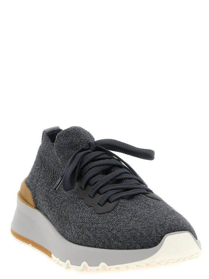Brunello Cucinelli Sample Sale | Brunello Cucinelli Gray Cotton Athletic Sneakers - | Designer outlet