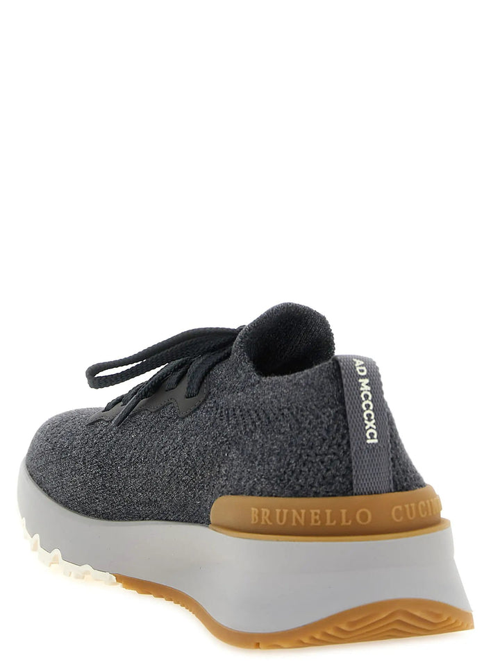 Brunello Cucinelli Sample Sale | Brunello Cucinelli Gray Cotton Athletic Sneakers - | Designer outlet