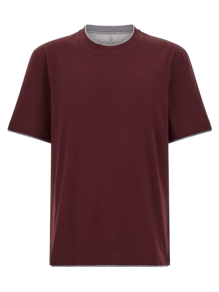 Brunello Cucinelli Sample Sale | Brunello Cucinelli Bordeaux Cotton T-Shirt - | Designer outlet