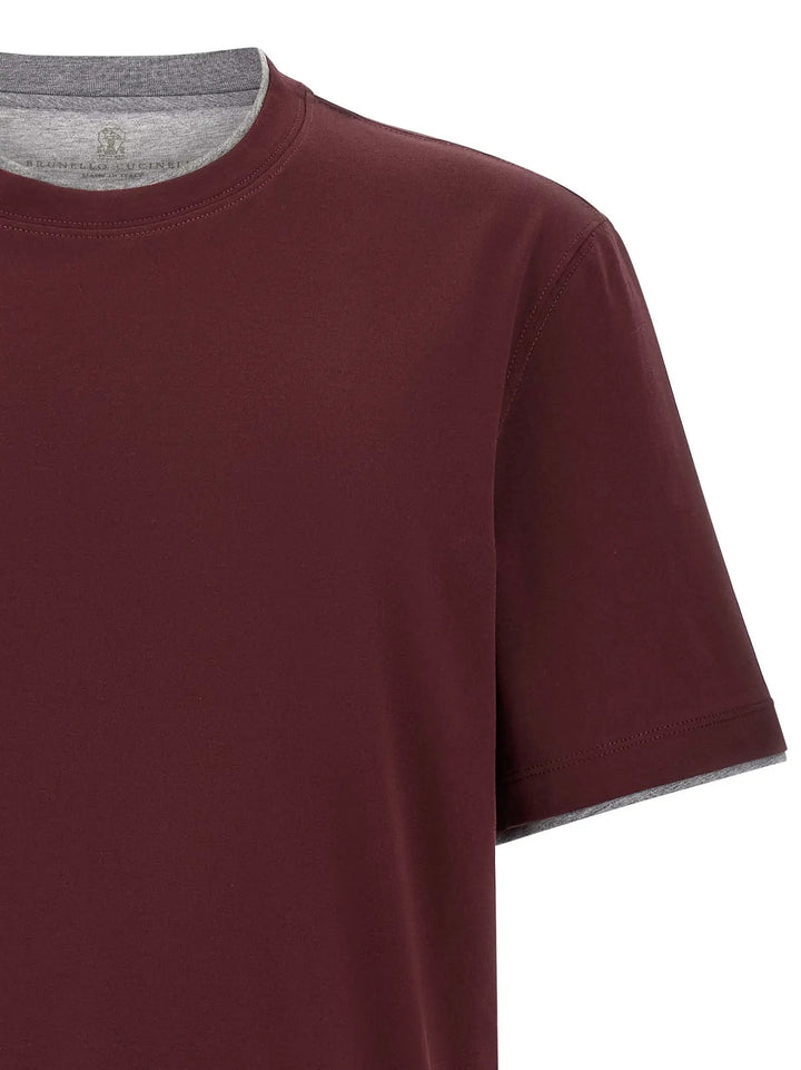 Brunello Cucinelli Sample Sale | Brunello Cucinelli Bordeaux Cotton T-Shirt - | Designer outlet