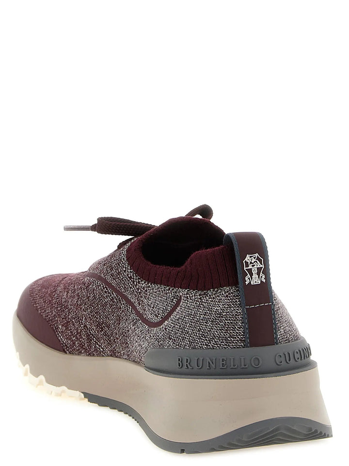 Brunello Cucinelli Sample Sale | Brunello Cucinelli Bordeaux Cotton Athletic Sneakers - | Designer outlet