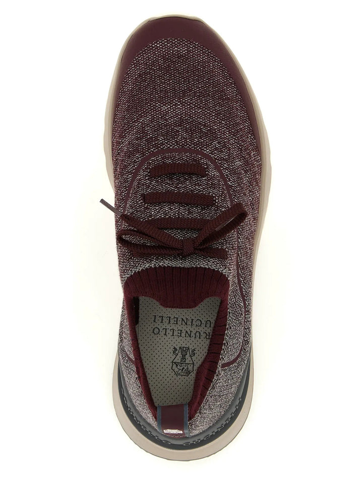 Brunello Cucinelli Sample Sale | Brunello Cucinelli Bordeaux Cotton Athletic Sneakers - | Designer outlet