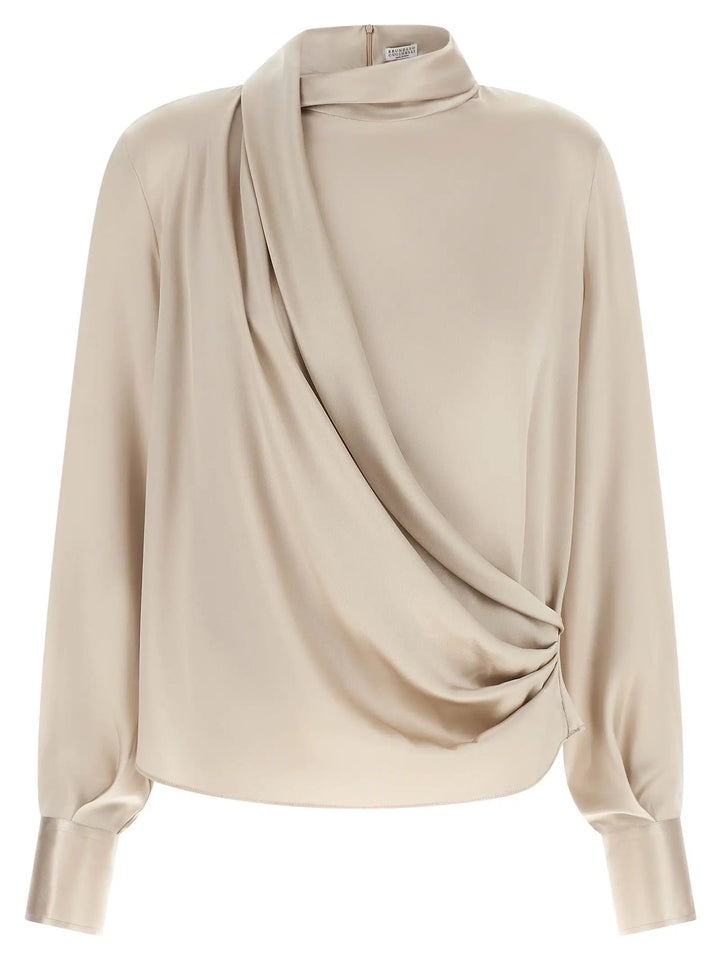 Brunello Cucinelli Sample Sale | Brunello Cucinelli Beige Silk Blouse - | Designer outlet