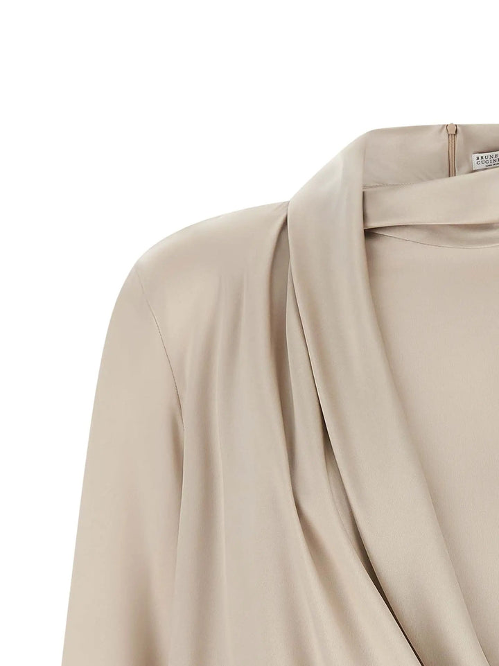 Brunello Cucinelli Sample Sale | Brunello Cucinelli Beige Silk Blouse - | Designer outlet
