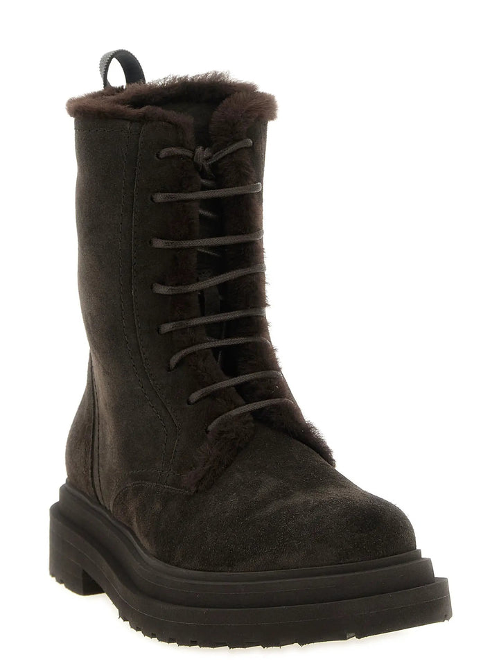 Brunello Cucinelli Sample Sale | Brunello Cucinelli Brown Calfskin Lace-Up Boots - | Designer outlet