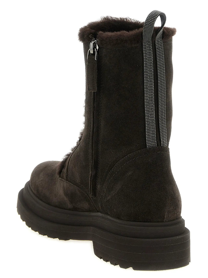 Brunello Cucinelli Sample Sale | Brunello Cucinelli Brown Calfskin Lace-Up Boots - | Designer outlet
