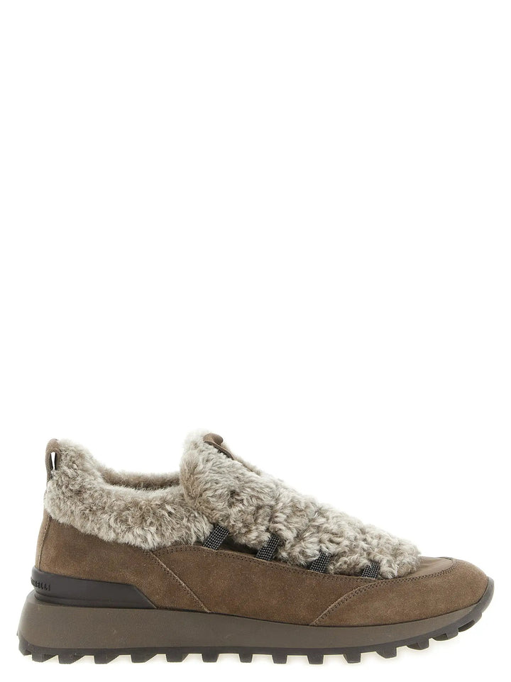Brunello Cucinelli Sample Sale | Brunello Cucinelli Brown Calfskin Chunky Sneakers - | Designer outlet