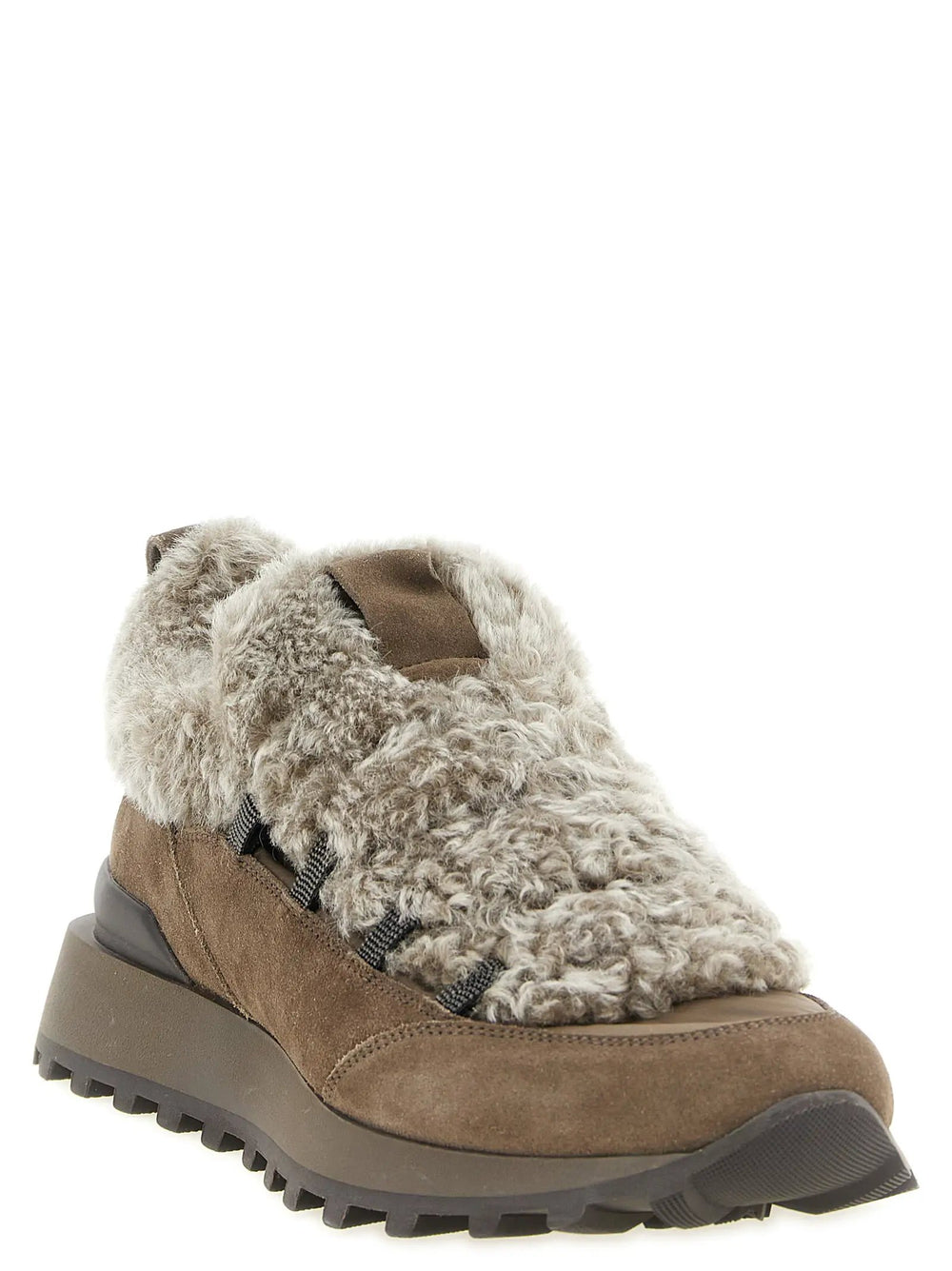 Brunello Cucinelli Sample Sale | Brunello Cucinelli Brown Calfskin Chunky Sneakers - | Designer outlet