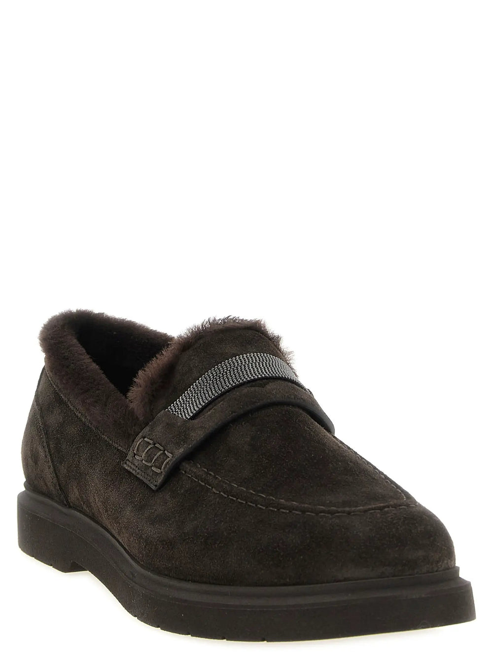 Brunello Cucinelli Sample Sale | Brunello Cucinelli Brown Calfskin Slip-On Loafers - | Designer outlet