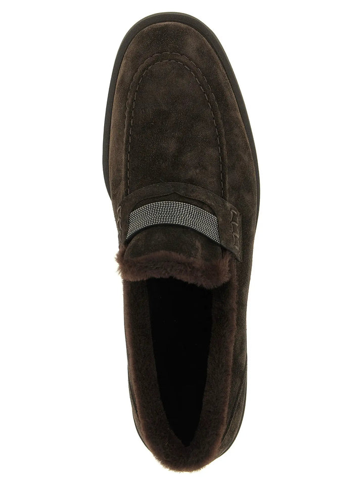 Brunello Cucinelli Sample Sale | Brunello Cucinelli Brown Calfskin Slip-On Loafers - | Designer outlet