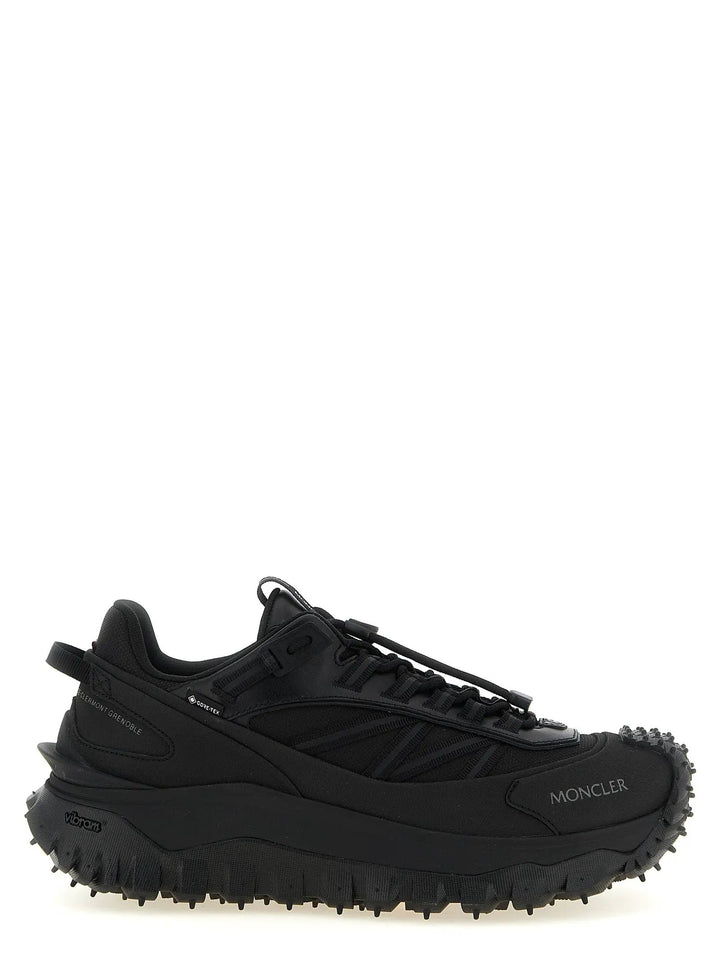 Moncler Sample Sale | Moncler Black Leather Athletic Sneakers - | Designer outlet