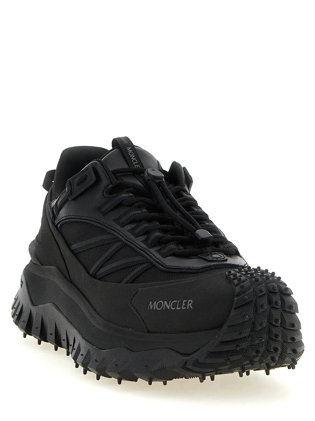 Moncler Sample Sale | Moncler Black Leather Athletic Sneakers - | Designer outlet