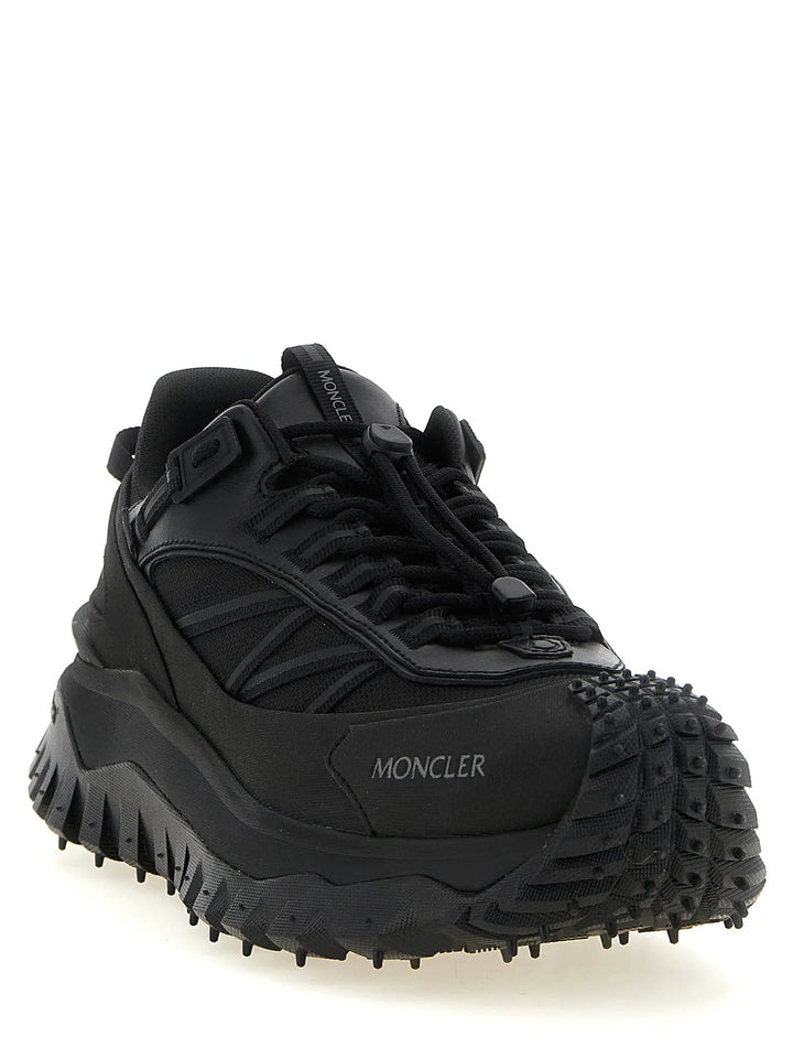 Moncler Sample Sale | Moncler Black Leather Athletic Sneakers - | Designer outlet