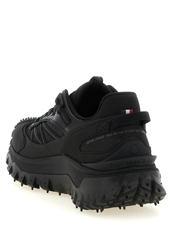 Moncler Sample Sale | Moncler Black Leather Athletic Sneakers - | Designer outlet