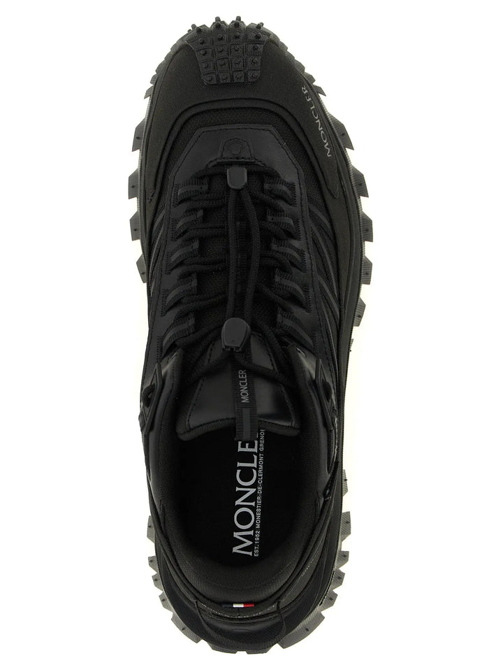 Moncler Sample Sale | Moncler Black Leather Athletic Sneakers - | Designer outlet