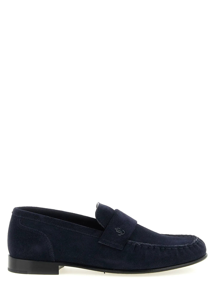 Jimmy Choo Sample Sale | Jimmy Choo Blue Leather Slip-On Loafers - | Designer outlet