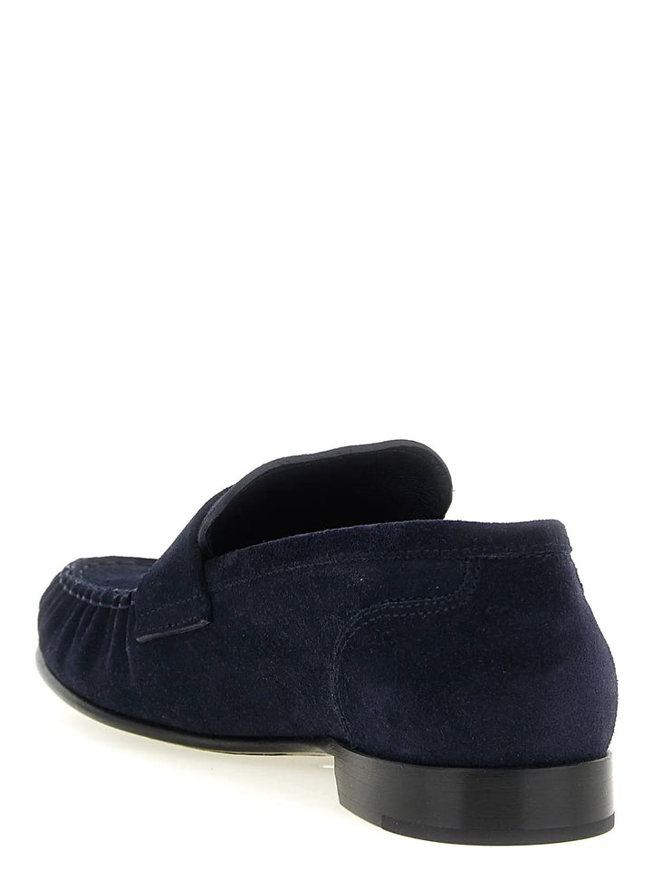 Jimmy Choo Sample Sale | Jimmy Choo Blue Leather Slip-On Loafers - | Designer outlet