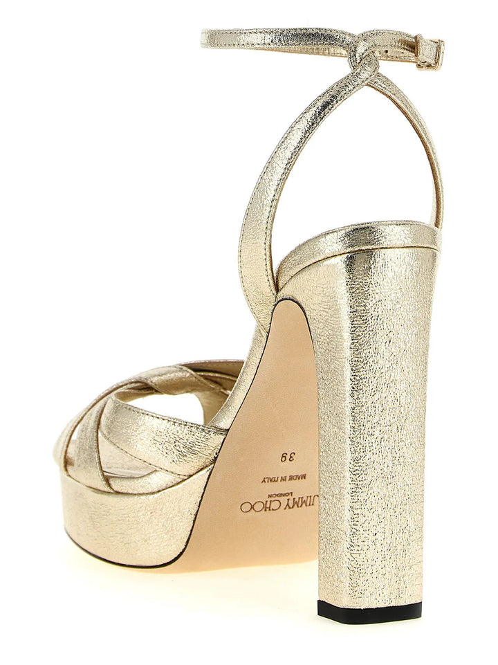 Jimmy Choo Sample Sale | Jimmy Choo Gold Tencel Stiletto Heel Sandals - | Designer outlet