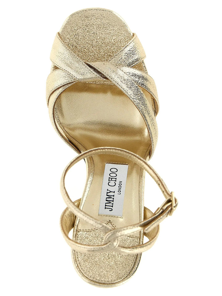 Jimmy Choo Sample Sale | Jimmy Choo Gold Tencel Stiletto Heel Sandals - | Designer outlet