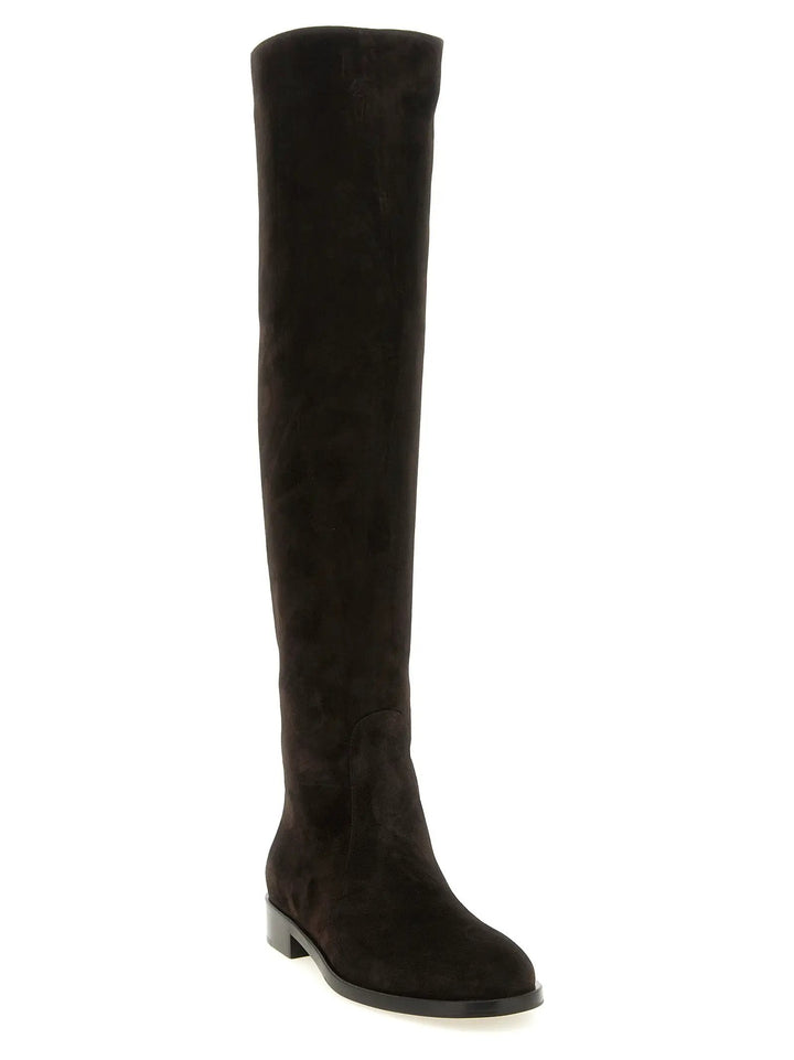 Gianvito Rossi Sample Sale | Gianvito Rossi Brown Suede Leather Over The Knee - | Designer outlet