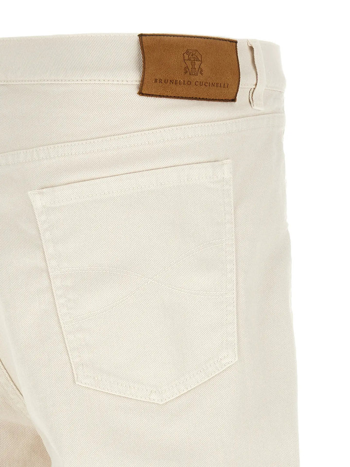 Brunello Cucinelli Sample Sale | Brunello Cucinelli White Cotton Relaxed Fit Jeans - | Designer outlet
