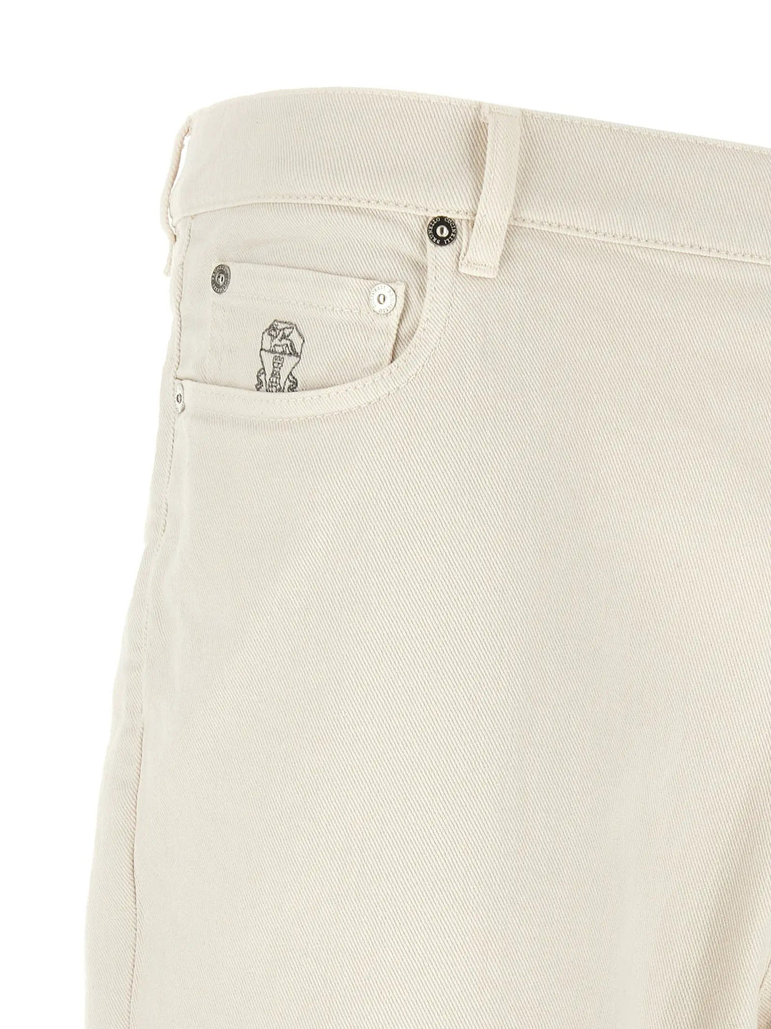 Brunello Cucinelli Sample Sale | Brunello Cucinelli White Cotton Relaxed Fit Jeans - | Designer outlet