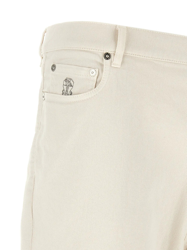 Brunello Cucinelli Sample Sale | Brunello Cucinelli White Cotton Relaxed Fit Jeans - | Designer outlet