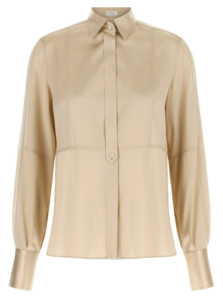 Brunello Cucinelli Sample Sale | Brunello Cucinelli Beige Silk Blouse - | Designer outlet