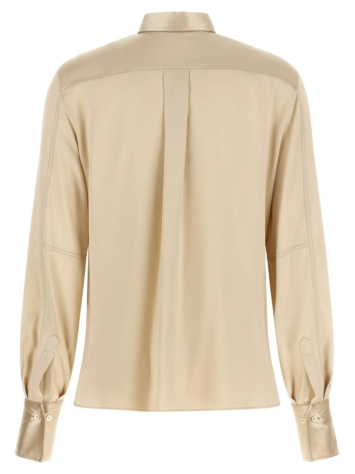 Brunello Cucinelli Sample Sale | Brunello Cucinelli Beige Silk Blouse - | Designer outlet