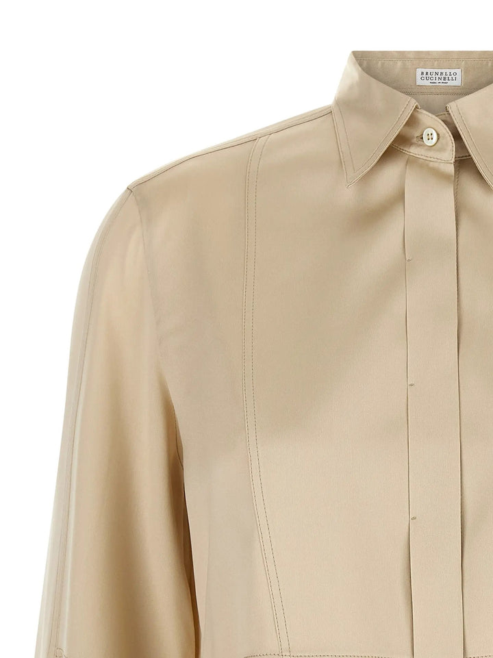 Brunello Cucinelli Sample Sale | Brunello Cucinelli Beige Silk Blouse - | Designer outlet