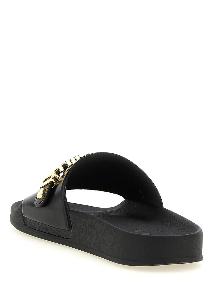 Moschino Sample Sale | Moschino Gold Pvc Slides - | Designer outlet