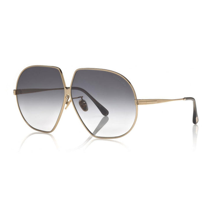 Tom Ford Sunglasses Butterfly Full Rim, Shiny Gold Frame and Smoke Gradient Lens FT078528B