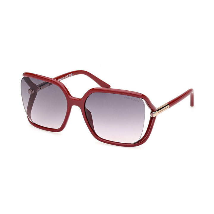Tom Ford Square Semi Rim, with a Shiny Fuxia frame and Smoke Gradient lens.