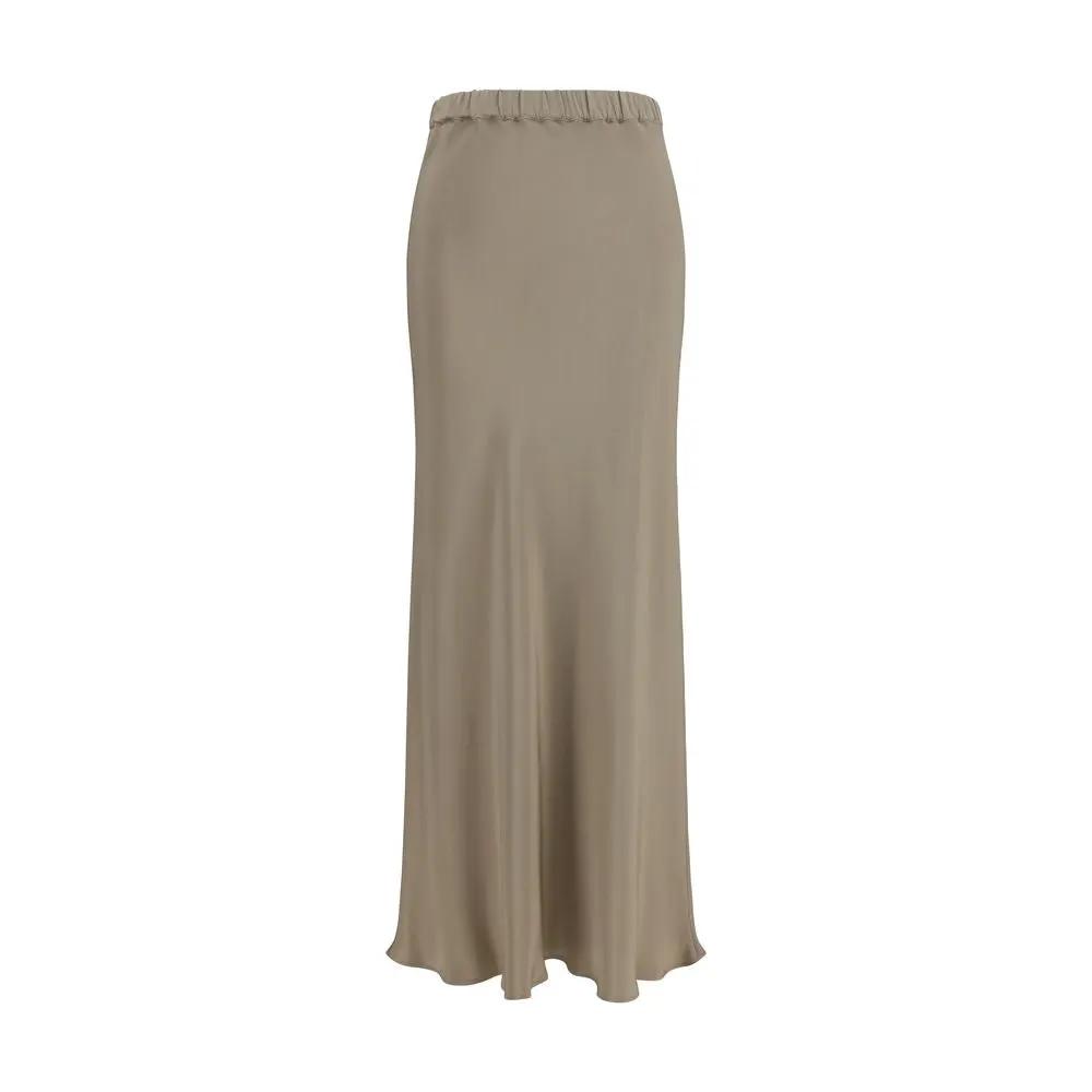 Max Mara Beige Silk Long Skirt