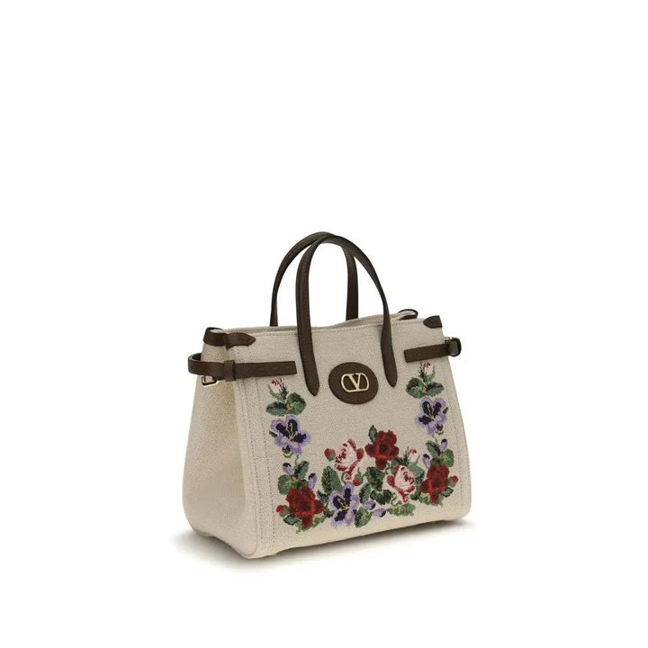 Valentino Garavani Beige Linen Shoulder Bag
