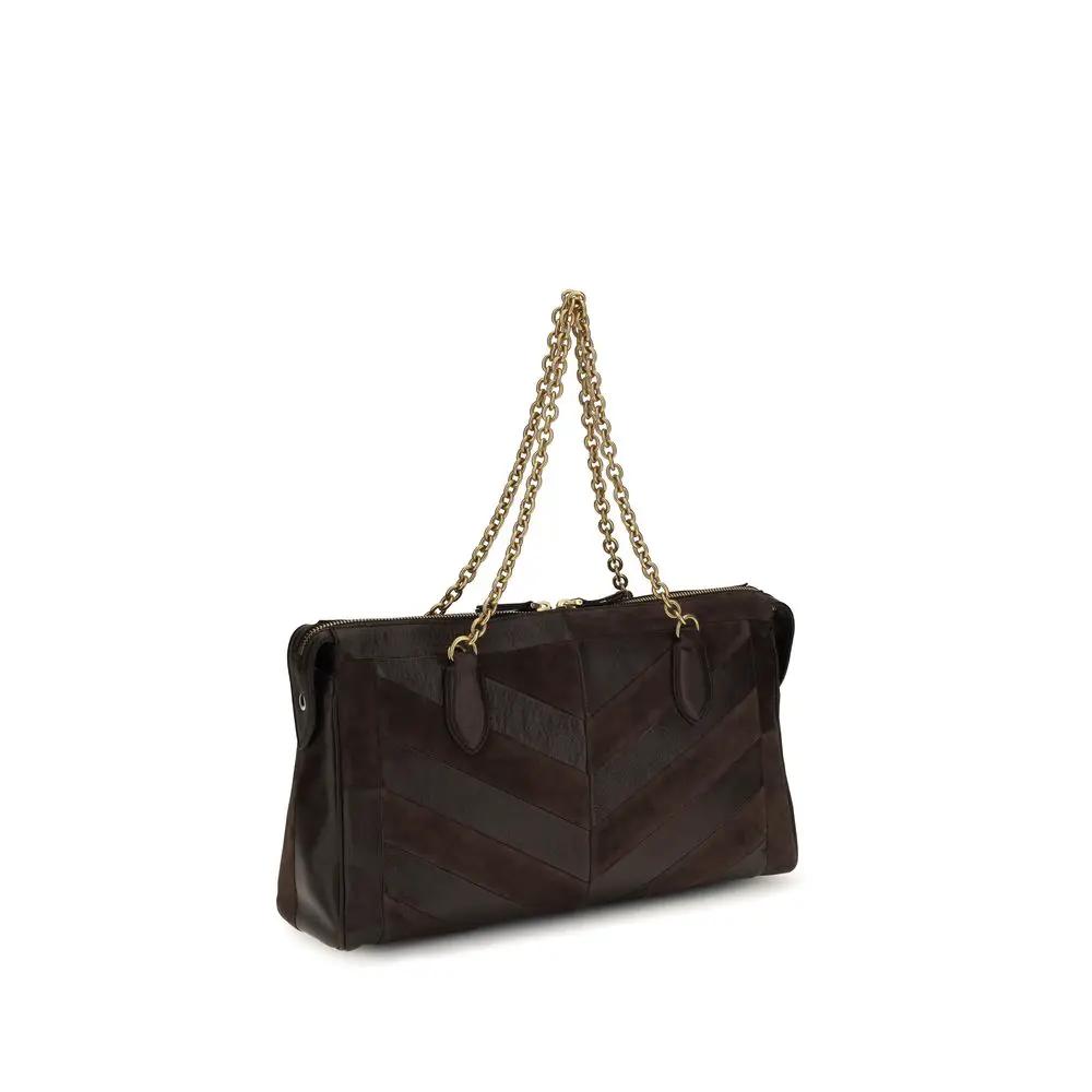 Valentino Garavani Brown Calf Leather Bos Taurus Shoulder Bag