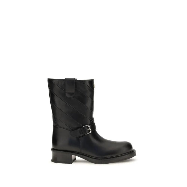 Valentino Garavani Black Calf Leather Bos Taurus Ankle Boots