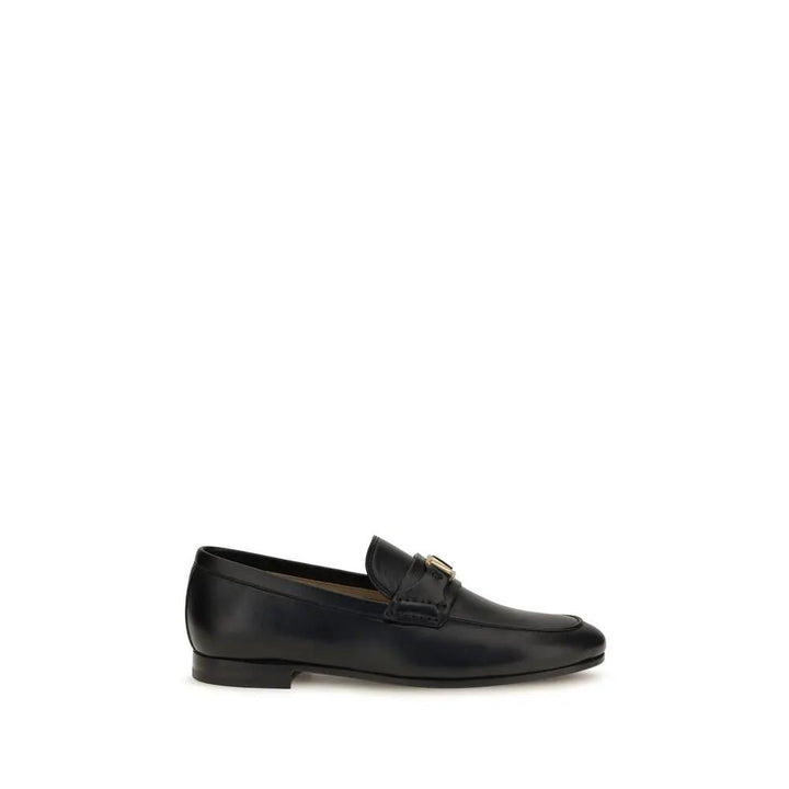 Valentino Garavani Black Calf Leather Bos Taurus Slip-On Loafers