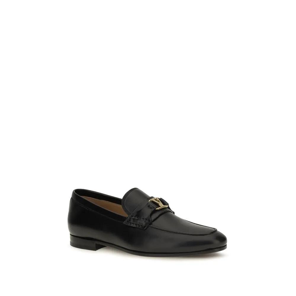 Valentino Garavani Sample Sale | Valentino Garavani Black Calf Leather Bos Taurus Slip-On Loafers - | Designer outlet