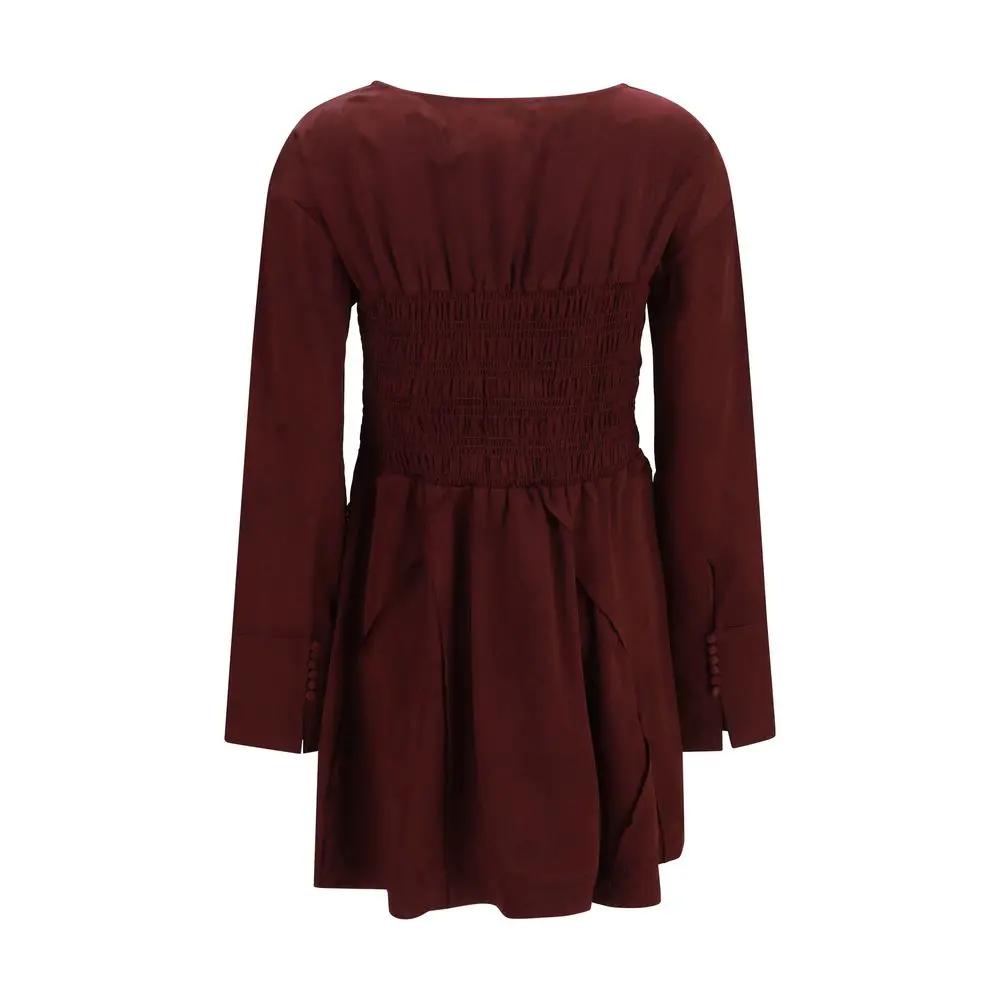 Ganni Sample Sale | Ganni Bordeaux Acetate Casual Dress - | Designer outlet