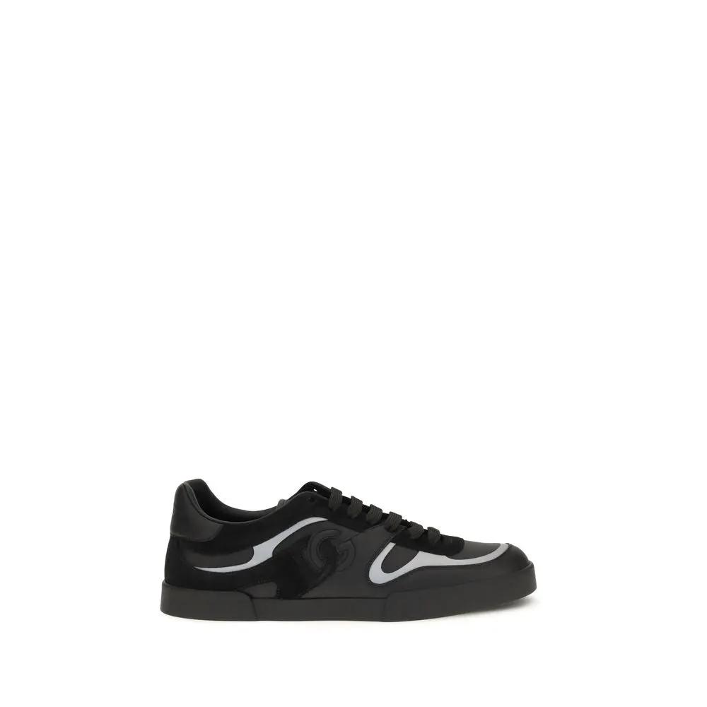 Dolce &amp; Gabbana Black Calf Leather Bos Taurus Sneakers
