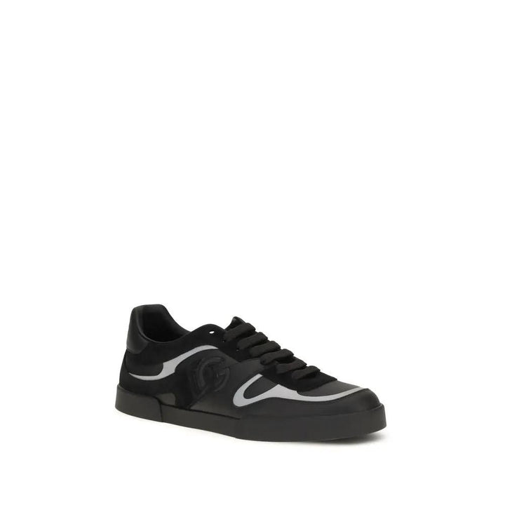 Dolce &amp; Gabbana Black Calf Leather Bos Taurus Sneakers